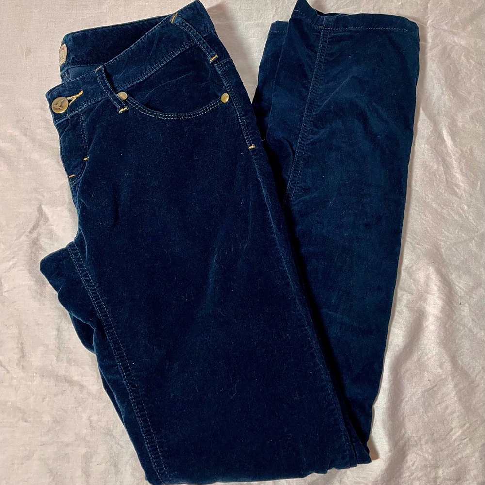 Free People velvet navy pants size 6 EUC straight leg